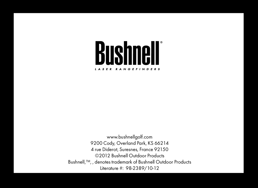 Bushnell 201361, 201360 manual Cody, Overland Park, KS Rue Diderot, Suresnes, France 