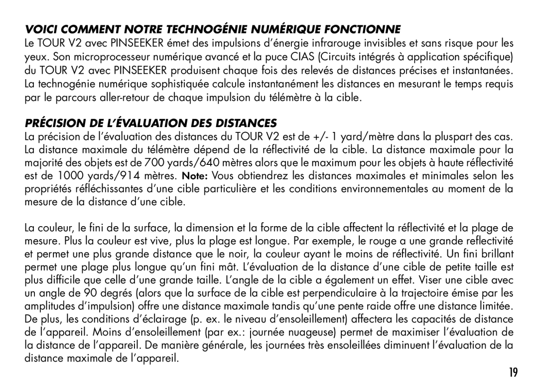 Bushnell 201928, 201930 manual Voici Comment Notre Technogénie Numérique Fonctionne, Précision DE L’ÉVALUATION DES Distances 