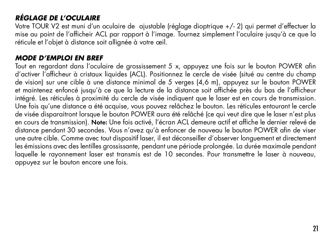 Bushnell 201933, 201930, 201928, 201929, 201940, 201927 manual Réglage DE L’OCULAIRE, Mode D’EMPLOI EN Bref 