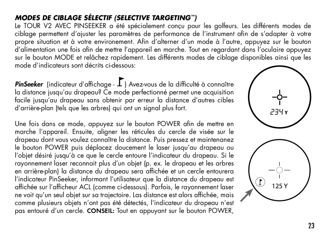 Bushnell 201927, 201930, 201928, 201929, 201933, 201940 manual Modes DE Ciblage Sélectif Selective Targeting 