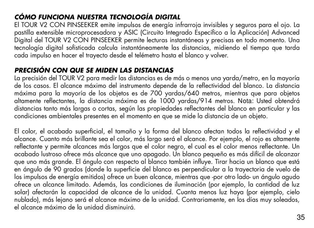 Bushnell 201927, 201930, 201928, 201929 Cómo Funciona Nuestra Tecnología Digital, Precisión CON QUE SE Miden LAS Distancias 