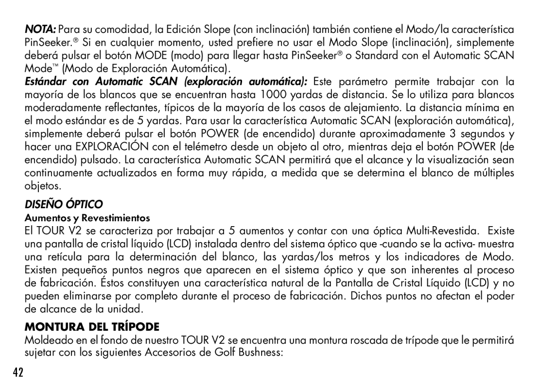 Bushnell 201930, 201928, 201929, 201933, 201940, 201927 manual Diseño Óptico, Montura DEL Trípode 