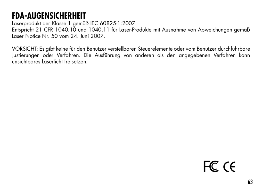 Bushnell 201933, 201930, 201928, 201929, 201940, 201927 manual FDA-Augensicherheit 