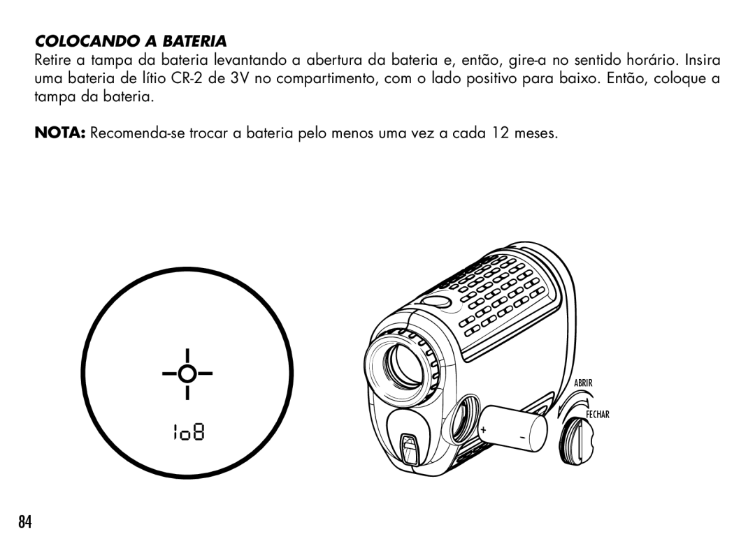 Bushnell 201930, 201928, 201929, 201933, 201940, 201927 manual Colocando a Bateria 