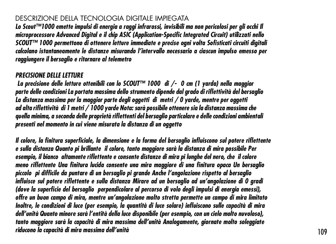 Bushnell 201942 manual 109, Descrizione Della Tecnologia Digitale Impiegata 