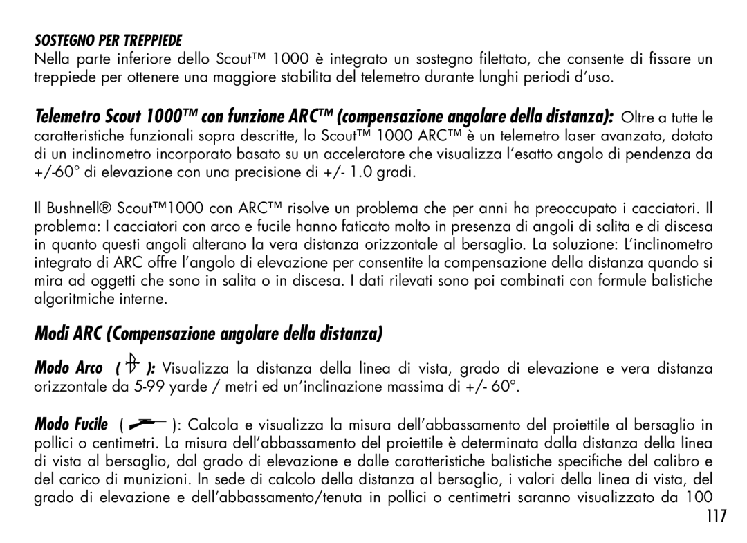 Bushnell 201942 manual 117, Sostegno PER Treppiede 