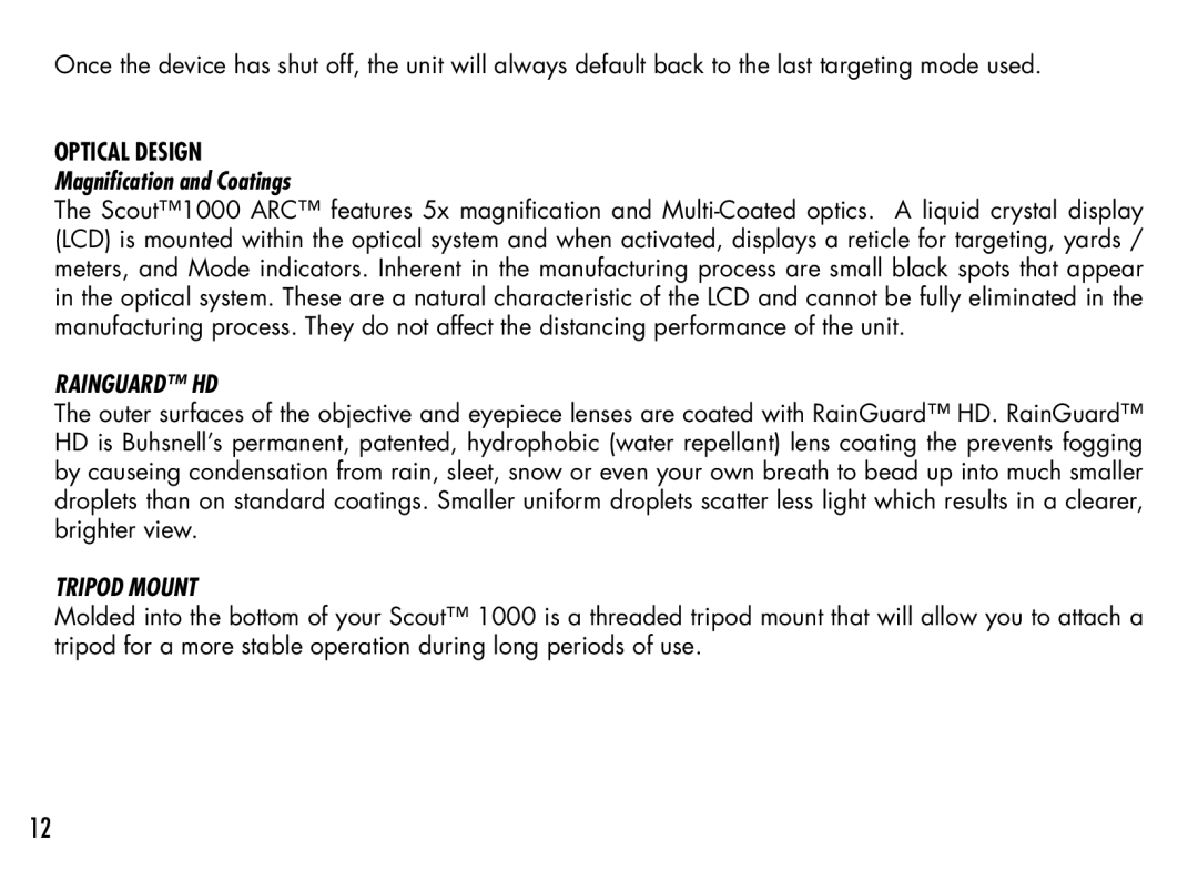 Bushnell 201942 manual Magnification and Coatings, Rainguard HD, Tripod Mount 