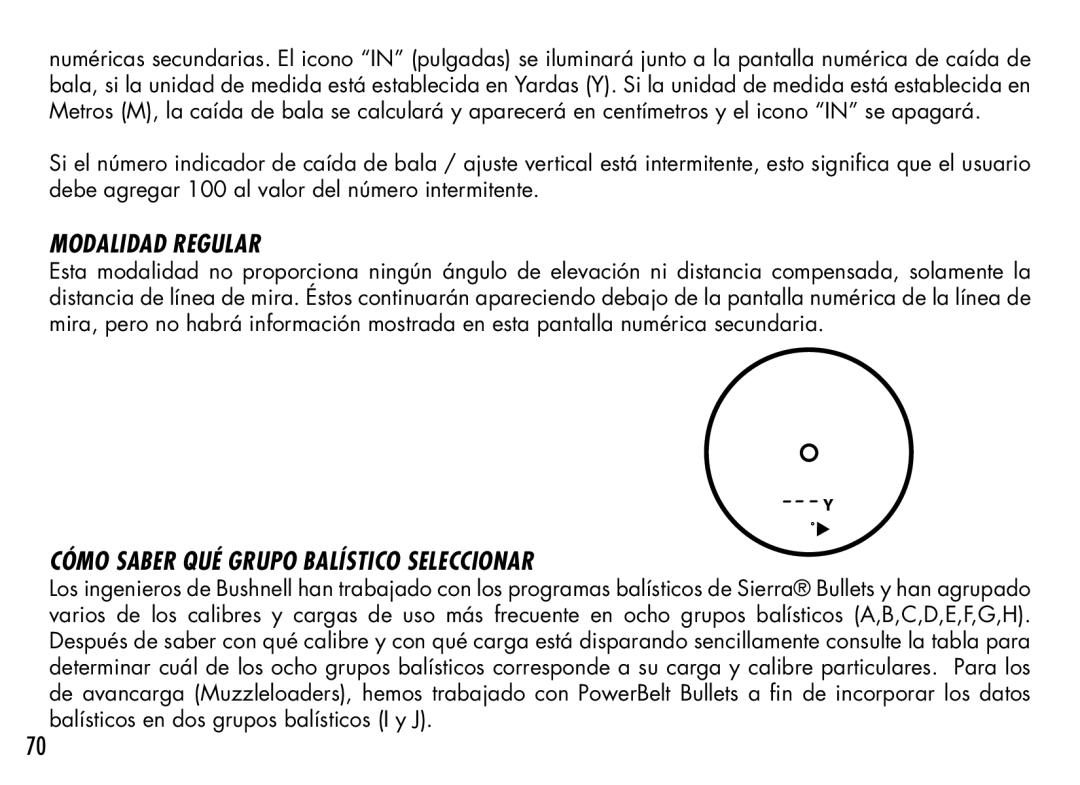 Bushnell 201942 manual Modalidad Regular, Cómo Saber QUÉ Grupo Balístico Seleccionar 