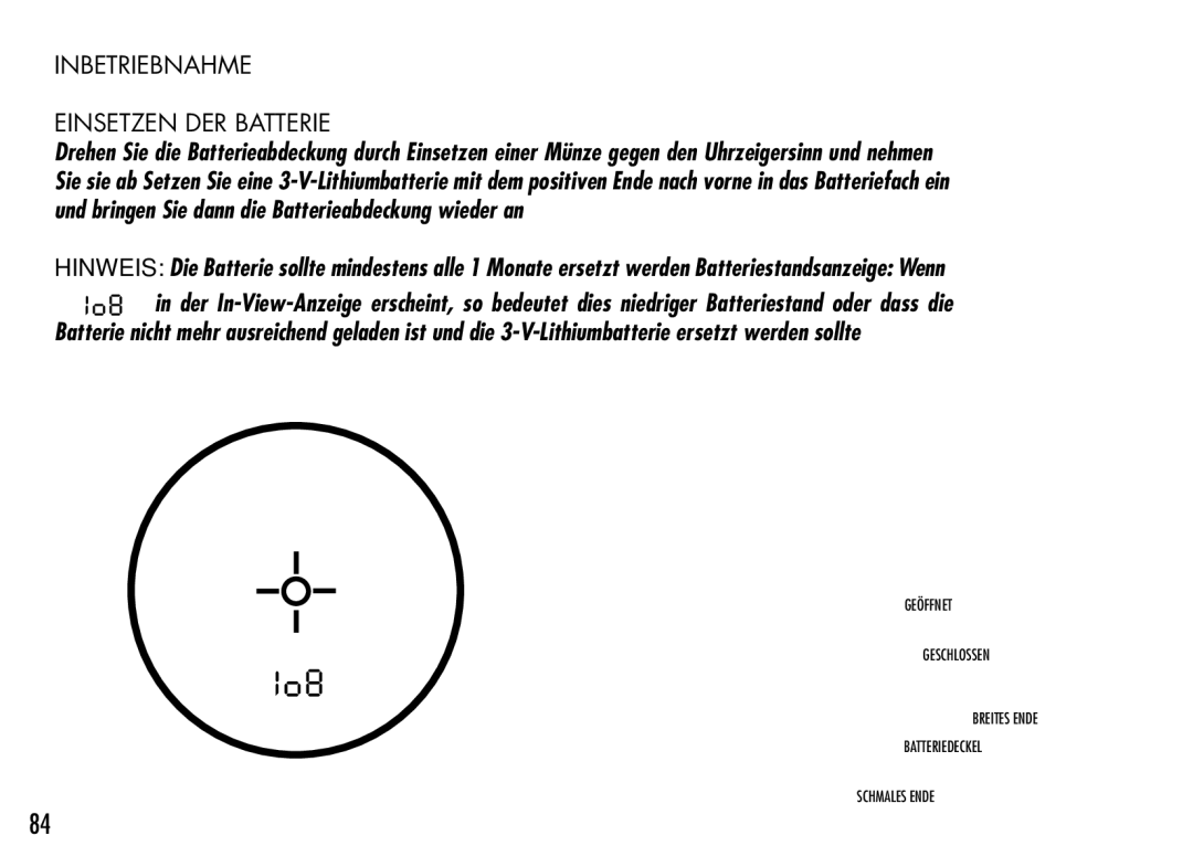 Bushnell 201942 manual Inbetriebnahme Einsetzen DER Batterie 