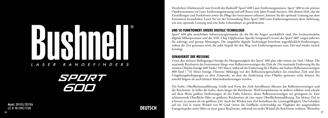 Bushnell 202201 manual UND SO Funktioniert Unsere Digitale Technologie, Genauigkeit DER Messung 