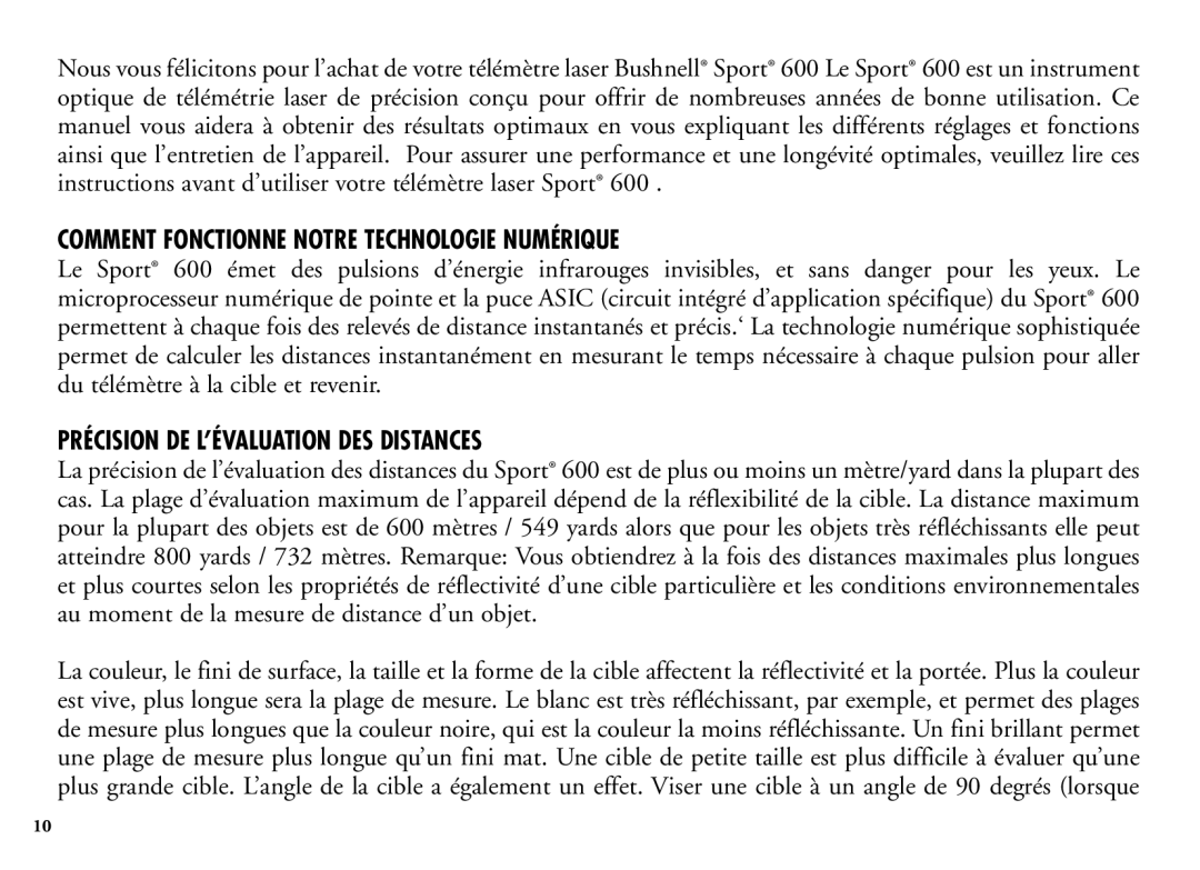 Bushnell 202201 manual Comment Fonctionne Notre Technologie Numérique, Précision DE L’ÉVALUATION DES Distances 