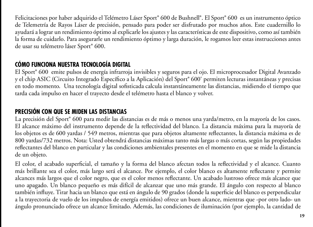 Bushnell 202201 manual Cómo Funciona Nuestra Tecnología Digital, Precisión CON QUE SE Miden LAS Distancias 