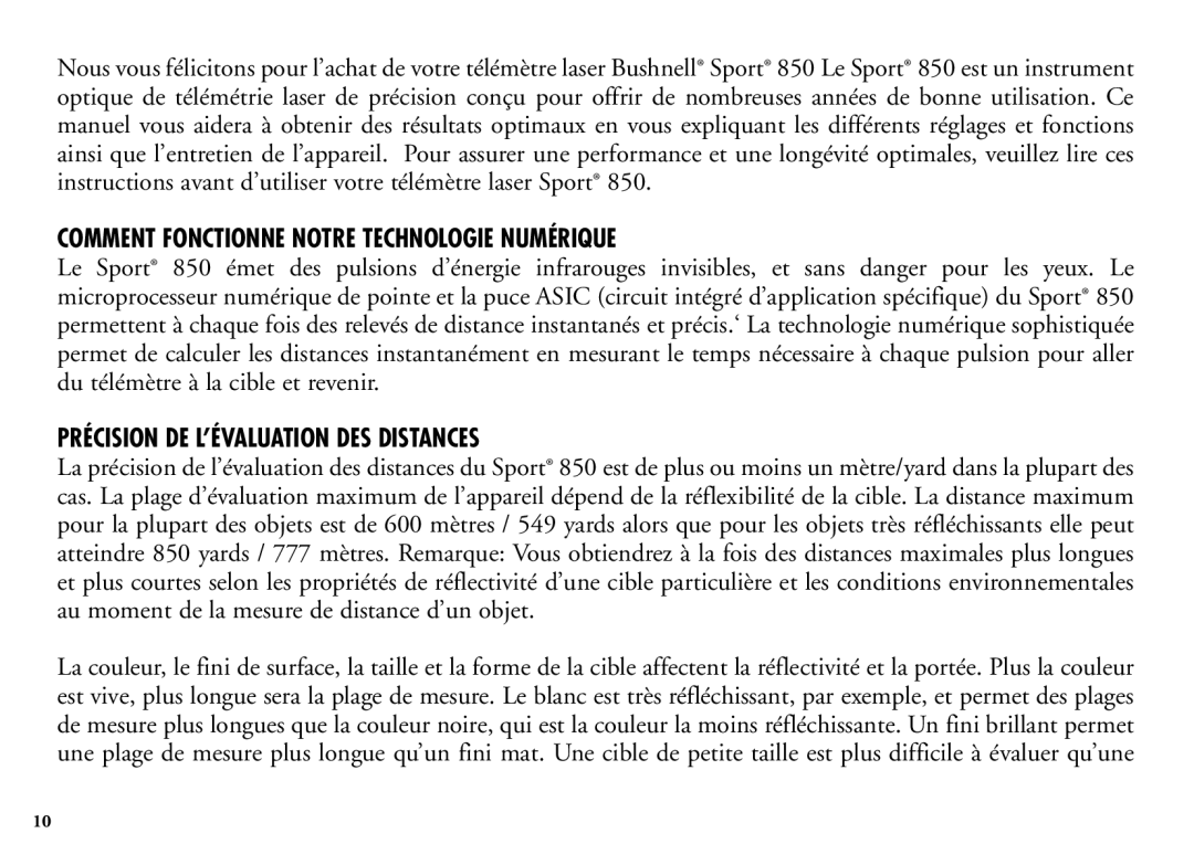 Bushnell 202205 manual Comment Fonctionne Notre Technologie Numérique, Précision DE L’ÉVALUATION DES Distances 