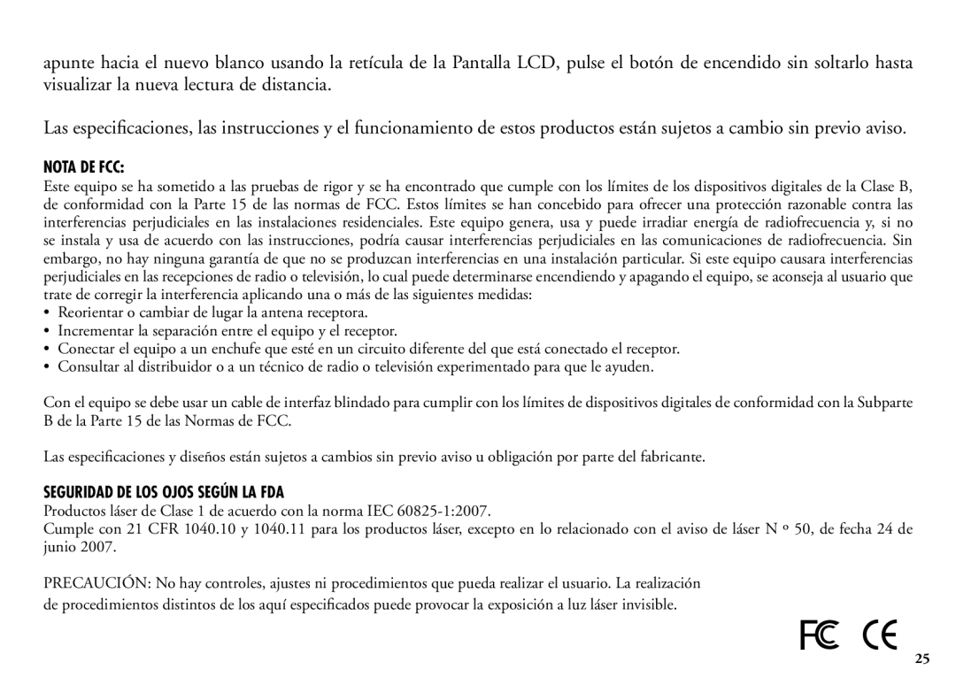 Bushnell 202205 manual Nota de FCC 