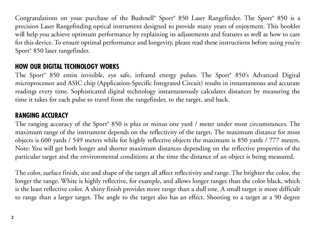 Bushnell 202205 manual HOW OUR Digital Technology Works, Ranging Accuracy 
