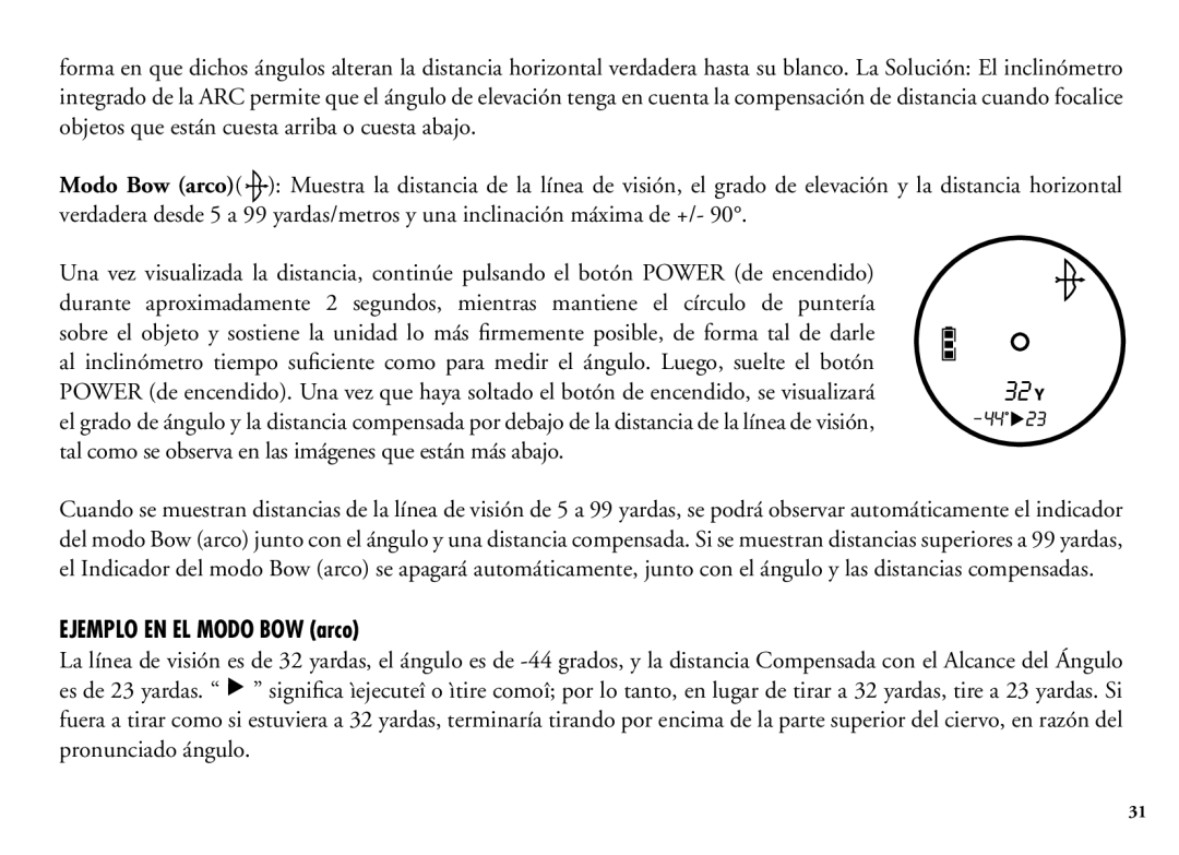 Bushnell 202206 manual Ejemplo EN EL Modo BOW arco 