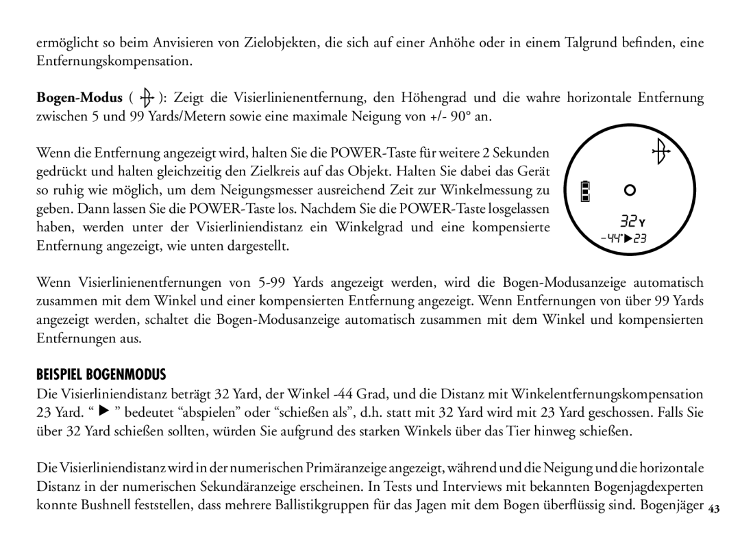 Bushnell 202206 manual Beispiel Bogenmodus 