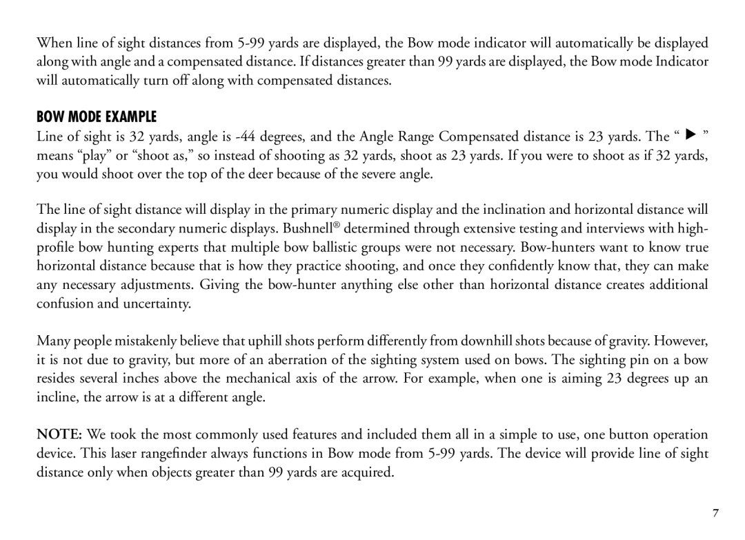 Bushnell 202206 manual BOW Mode Example 