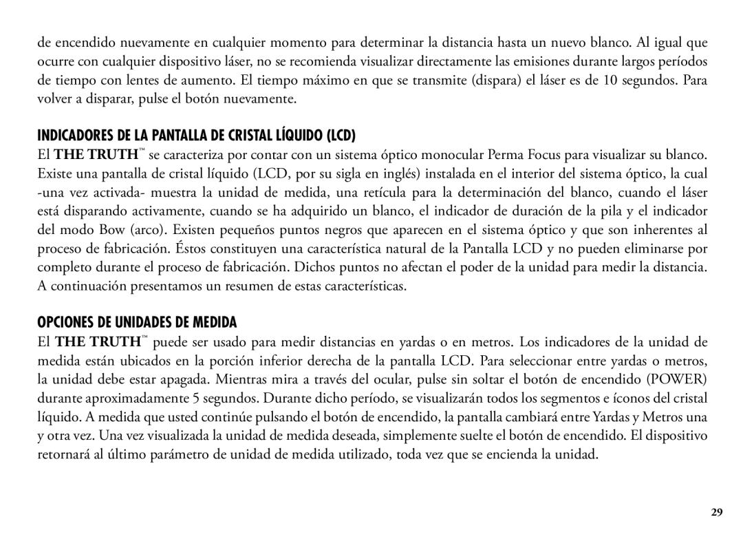 Bushnell 202342 manual Indicadores DE LA Pantalla DE Cristal Líquido LCD, Opciones DE Unidades DE Medida 