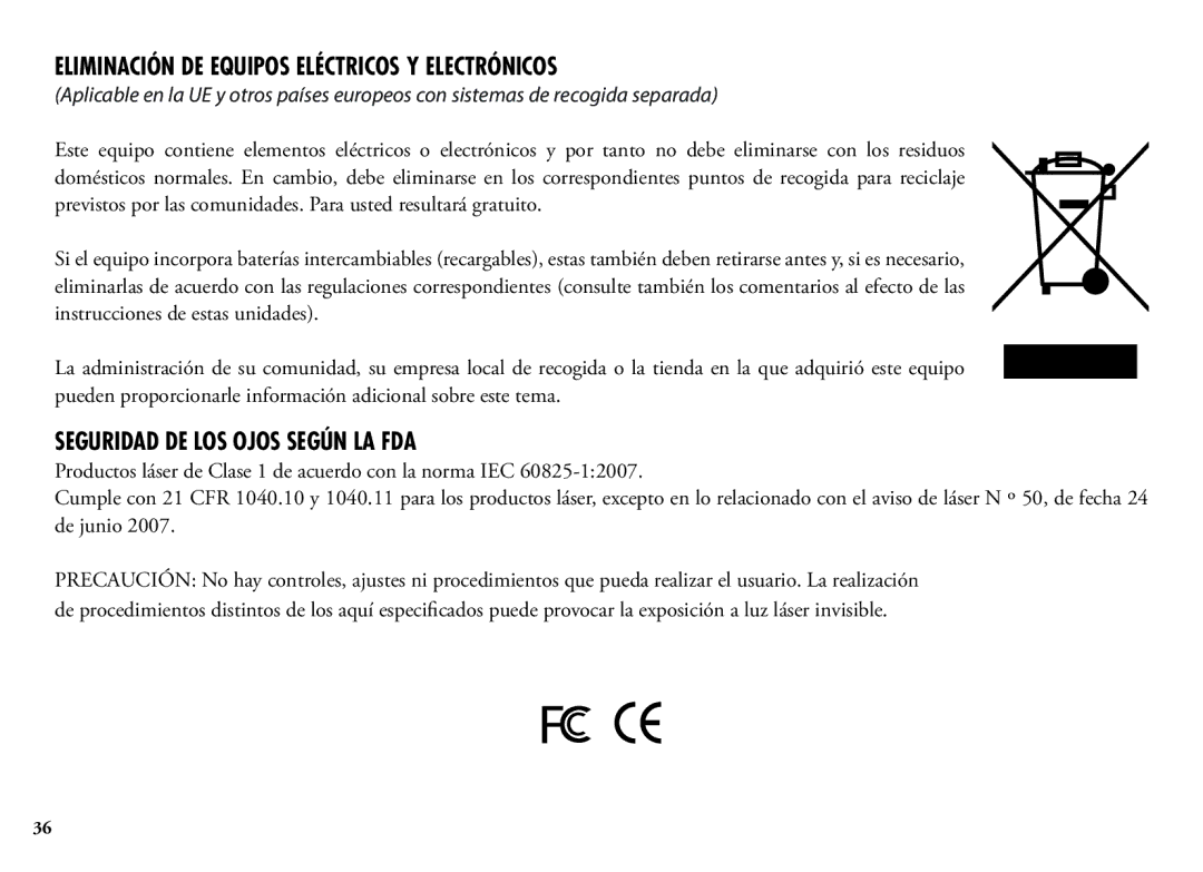 Bushnell 202342 manual Eliminación de equipos eléctricos y electrónicos 