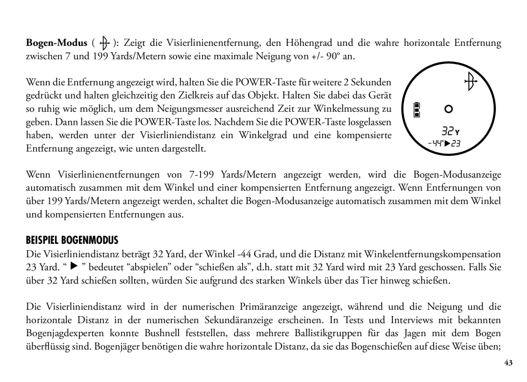 Bushnell 202342 manual Beispiel Bogenmodus 