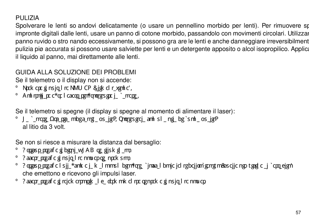 Bushnell 202342 manual Pulizia, Guida Alla Soluzione DEI Problemi 