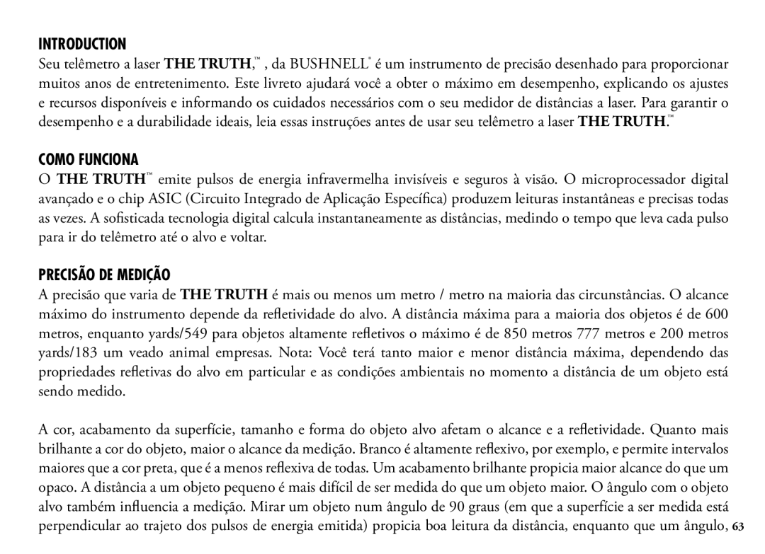 Bushnell 202342 manual Como Funciona, Precisão DE Medição 