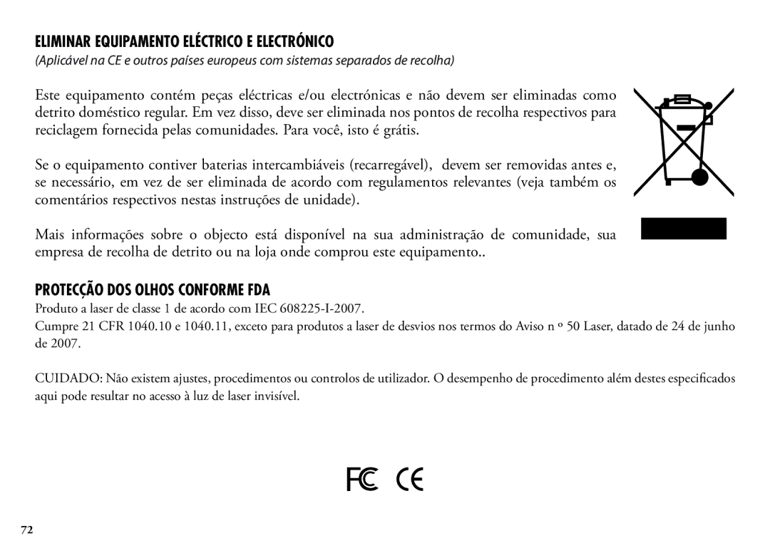 Bushnell 202342 manual Eliminar Equipamento Eléctrico e Electrónico 