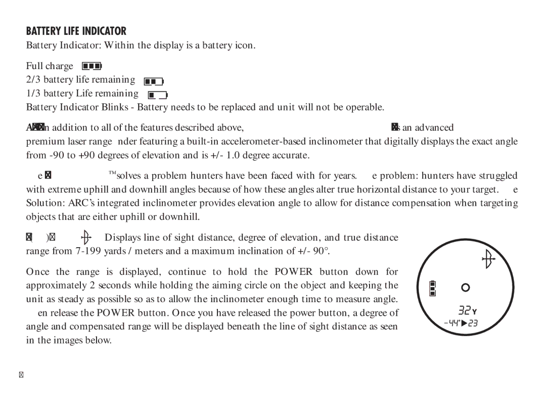 Bushnell 202342 manual Battery Life Indicator 