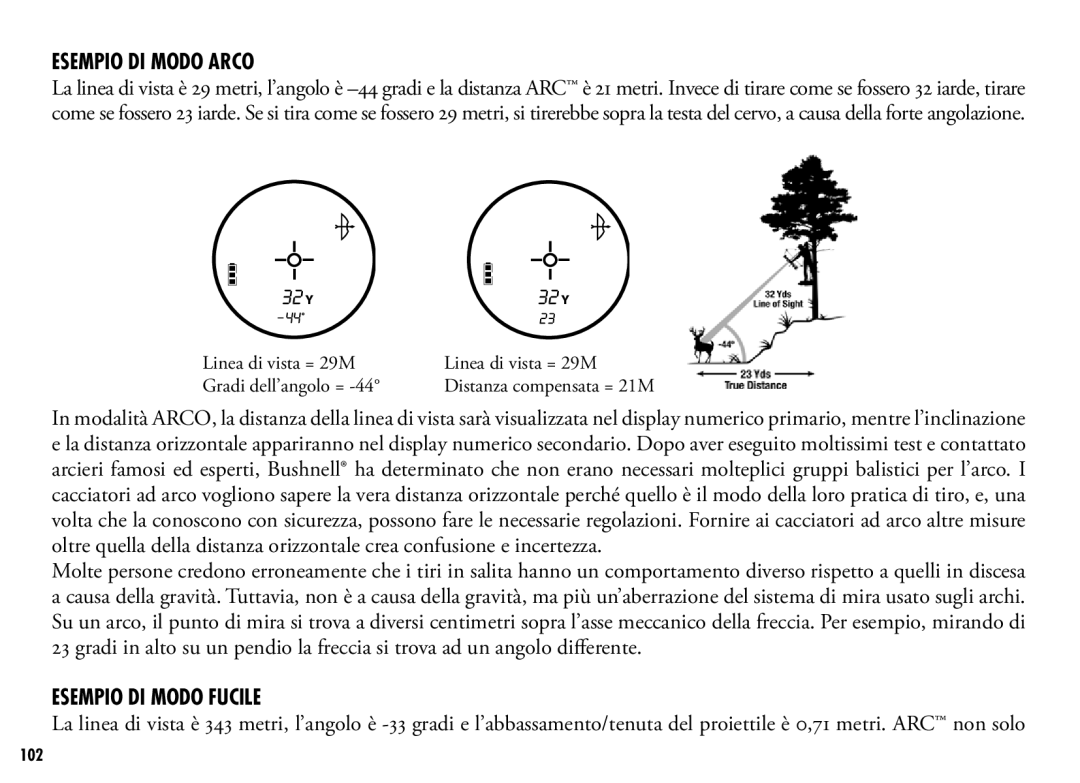 Bushnell 202356, 202355 manual Esempio DI Modo Arco, Esempio DI Modo Fucile 