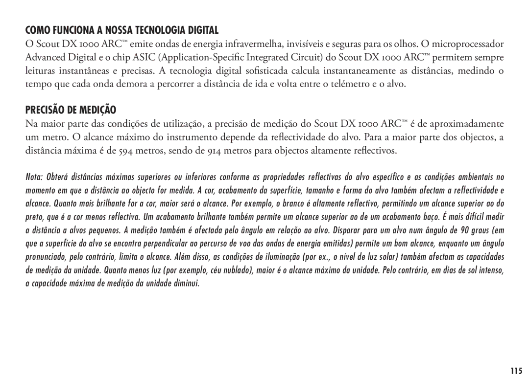 Bushnell 202355, 202356 manual Como Funciona a Nossa Tecnologia Digital, Precisão DE Medição 