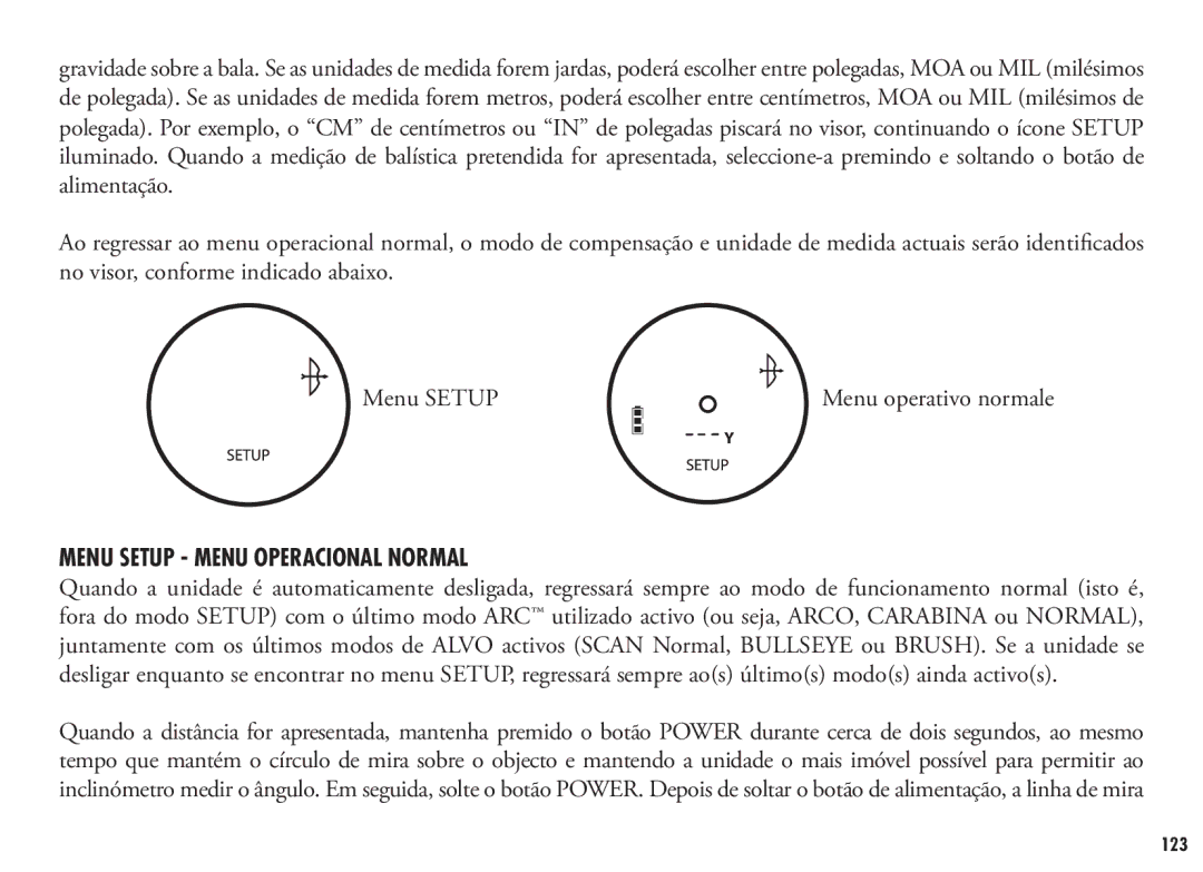 Bushnell 202355, 202356 manual Menu Setup Menu Operacional Normal 