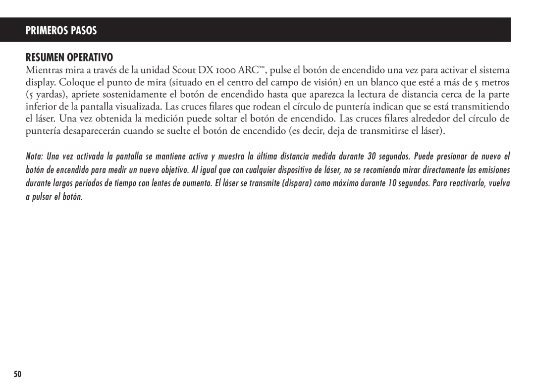 Bushnell 202356, 202355 manual Primeros Pasos, Resumen Operativo 