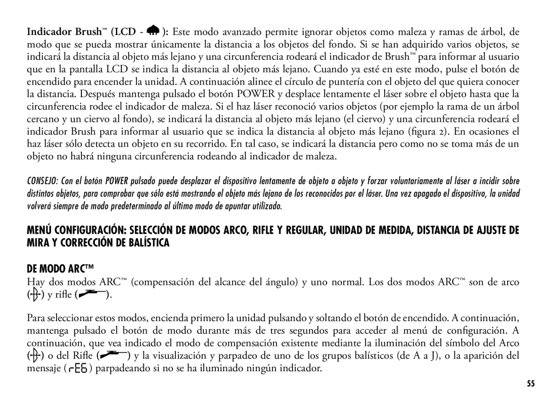 Bushnell 202355, 202356 manual Rifle, Mensaje parpadeando si no se ha iluminado ningún indicador 