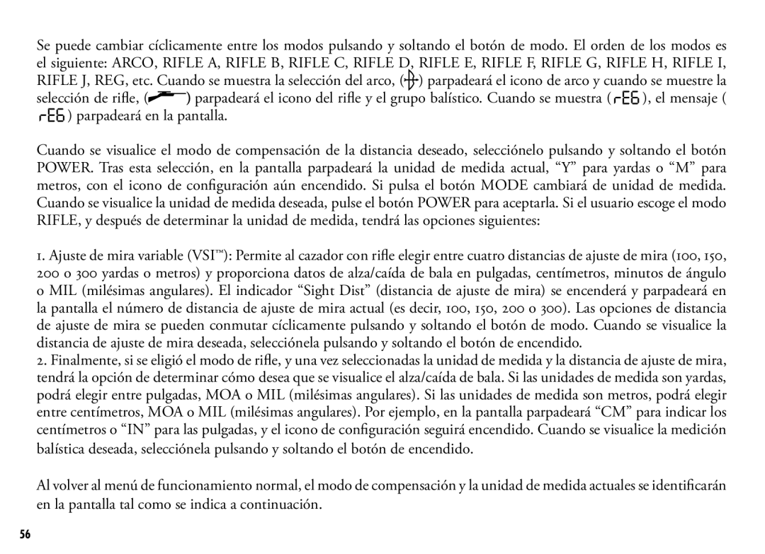 Bushnell 202356, 202355 manual Selección de rifle, Parpadeará en la pantalla 