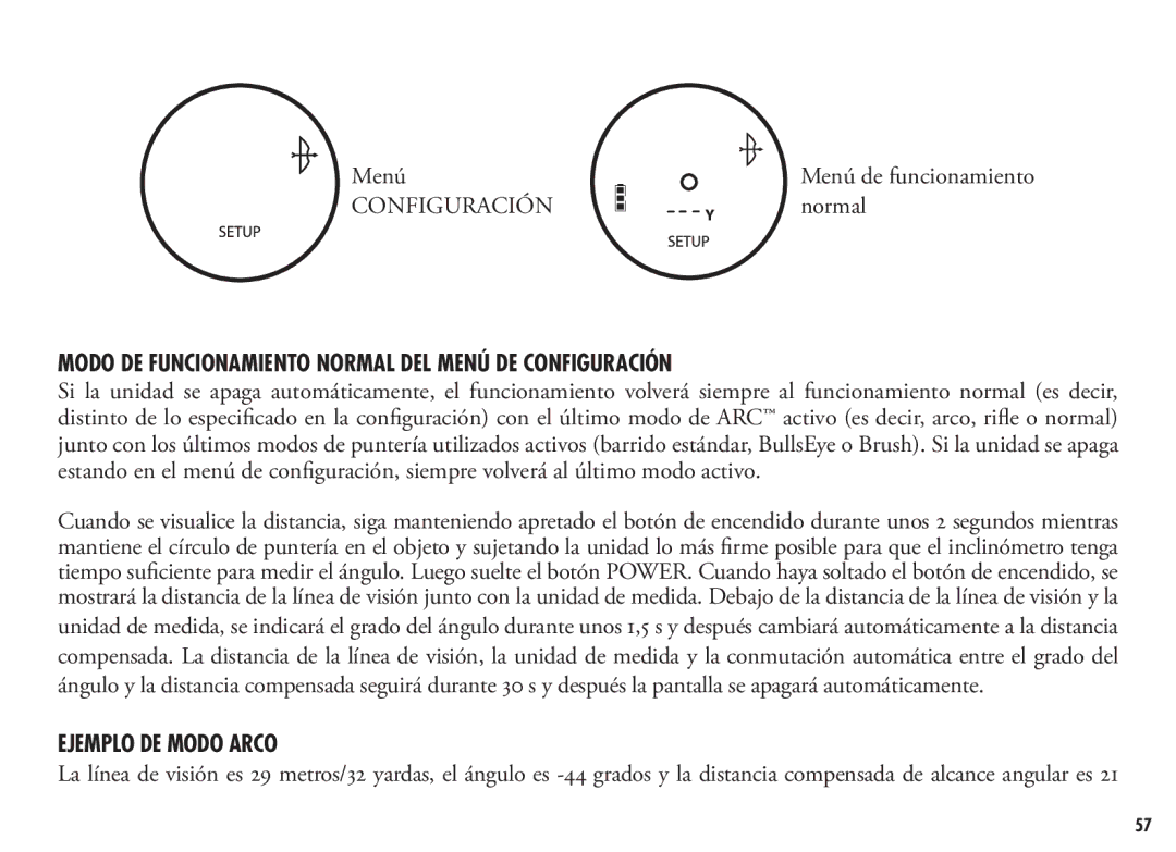 Bushnell 202355, 202356 manual Menú de funcionamiento normal, Modo de funcionamiento normal del menú de configuración 