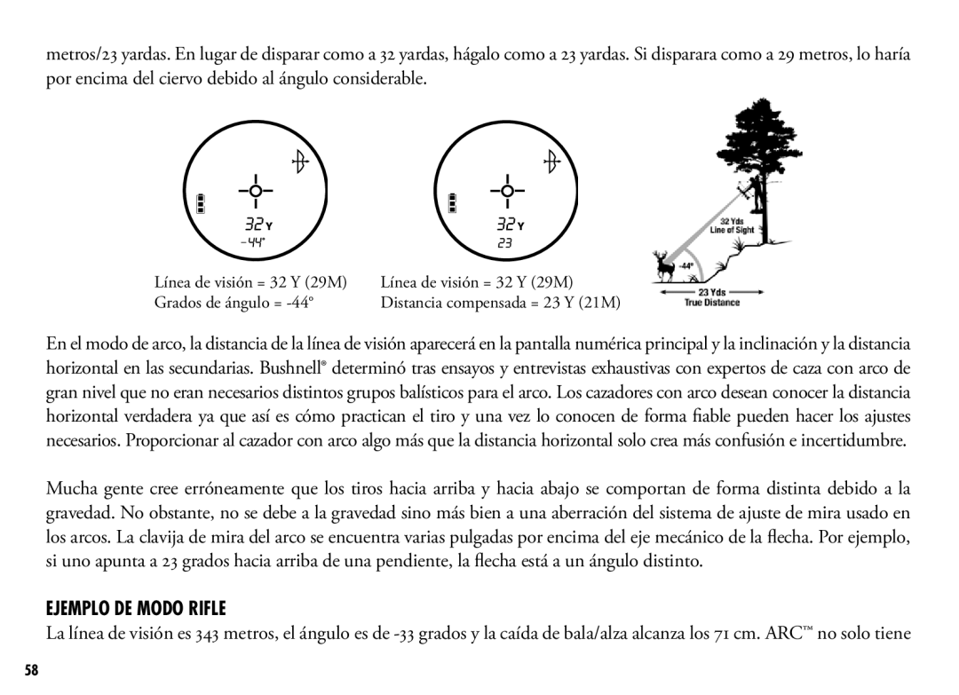 Bushnell 202356, 202355 manual Ejemplo DE Modo Rifle 