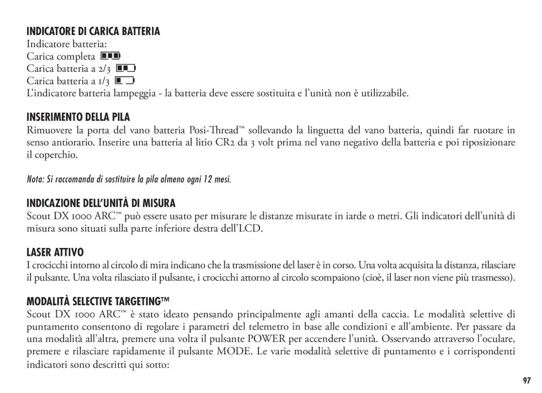 Bushnell 202355 Indicatore DI Carica Batteria, Inserimento Della Pila, Indicazione DELL’UNITÀ DI Misura, Laser Attivo 