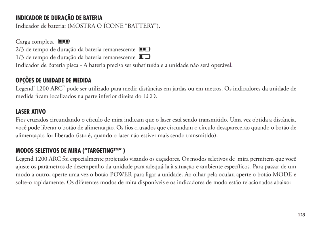 Bushnell 204101, 1200, 204100 Indicador DE Duração DE Bateria, Indicador de bateria Mostra O Ícone Battery Carga completa 