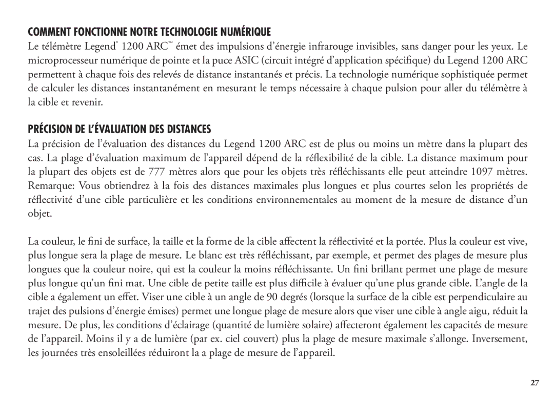 Bushnell 204101, 1200, 204100 manual Comment Fonctionne Notre Technologie Numérique, Précision DE L’ÉVALUATION DES Distances 