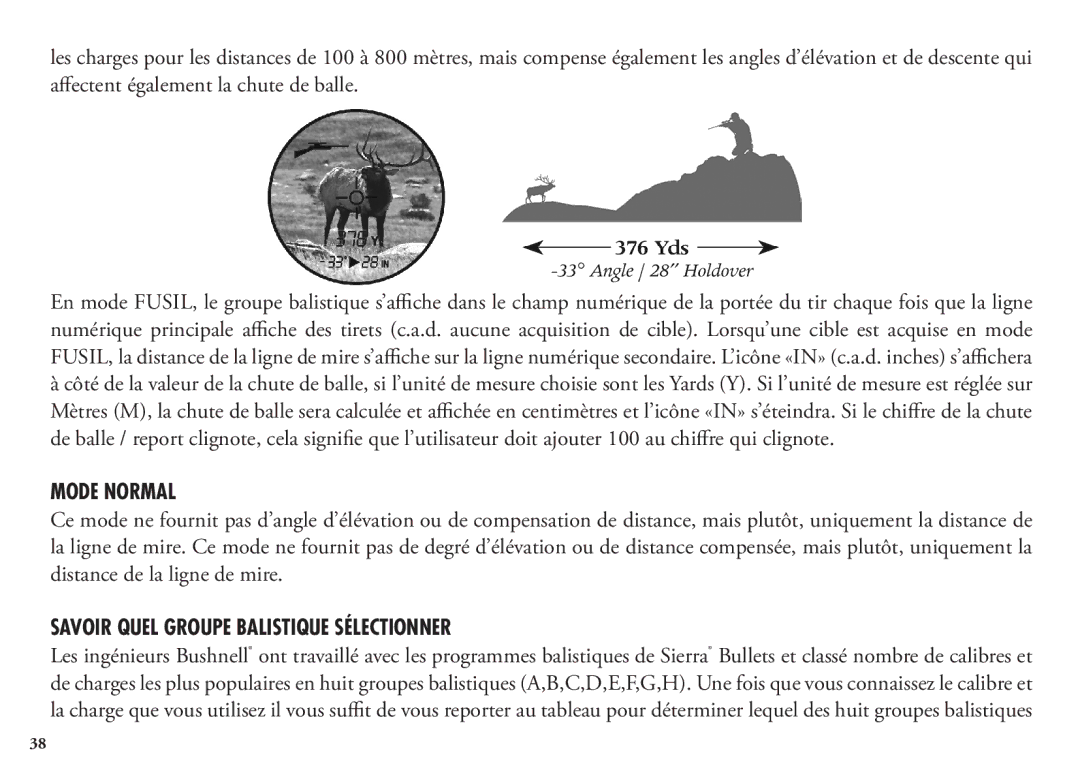 Bushnell 204100, 204101, 1200 manual Mode Normal, Savoir Quel Groupe Balistique Sélectionner 