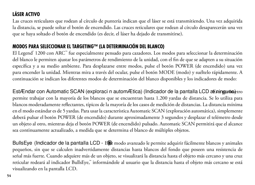 Bushnell 204101, 1200, 204100 manual Láser Activo 