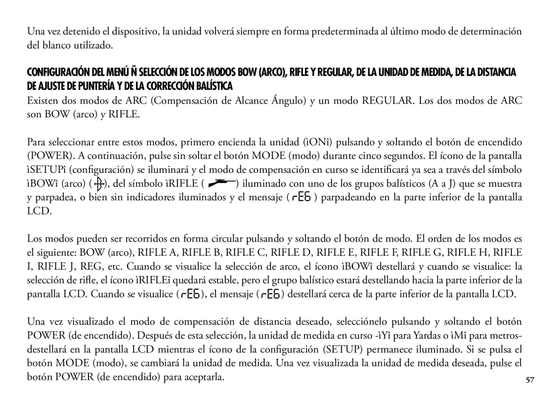 Bushnell 204101, 1200, 204100 manual Botón Power de encendido para aceptarla 