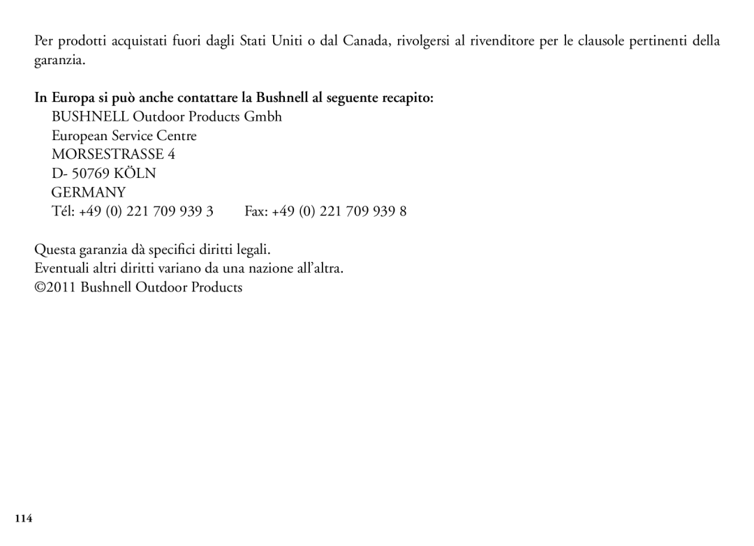 Bushnell 204100/204101 manual 114 