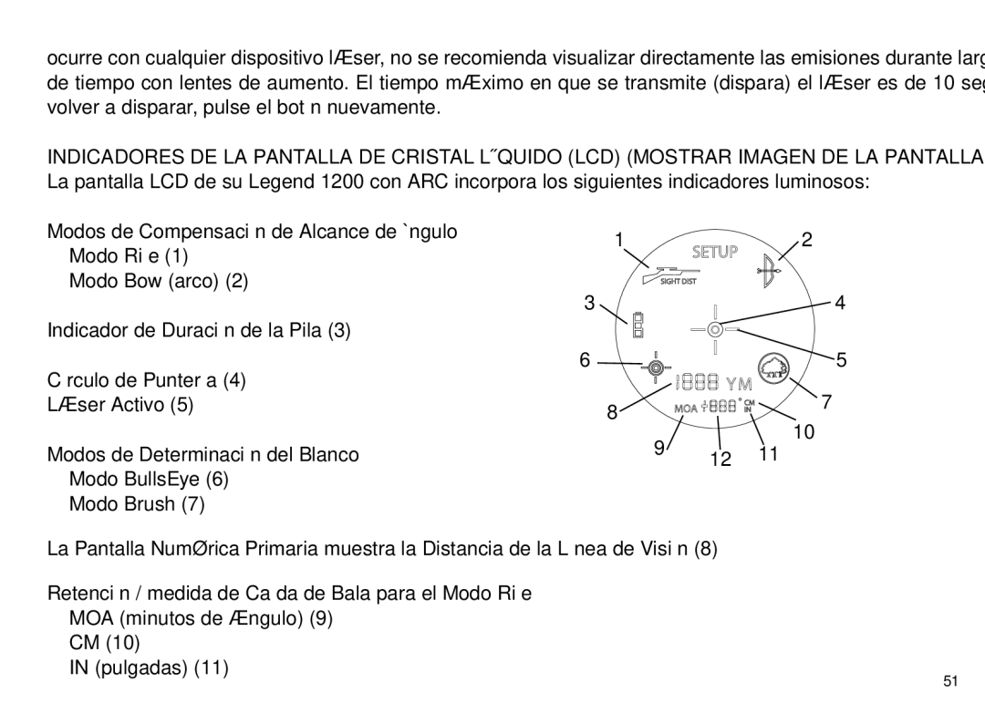 Bushnell 204100/204101 manual Modos de Compensación de Alcance de Ángulo Modo Rifle 