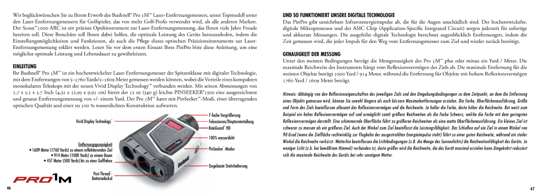 Bushnell 205107, 205108 manual Einleitung, UND SO Funktioniert Unsere Digitale Technologie, Genauigkeit DER Messung 