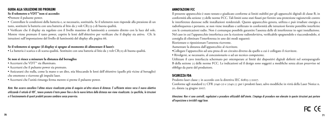 Bushnell 205107 Guida Alla Soluzione DEI Problemi, Se non si riesce a misurare la distanza dal bersaglio, Annotazioni FCC 