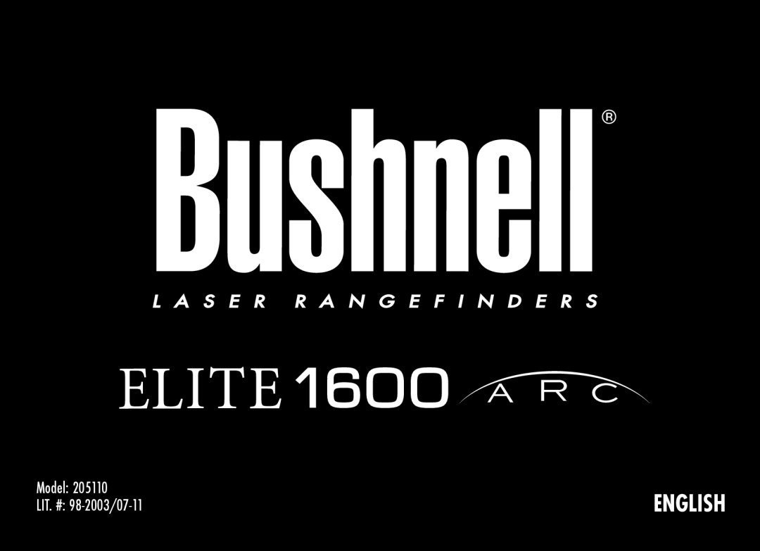 Bushnell 205110 manual English 