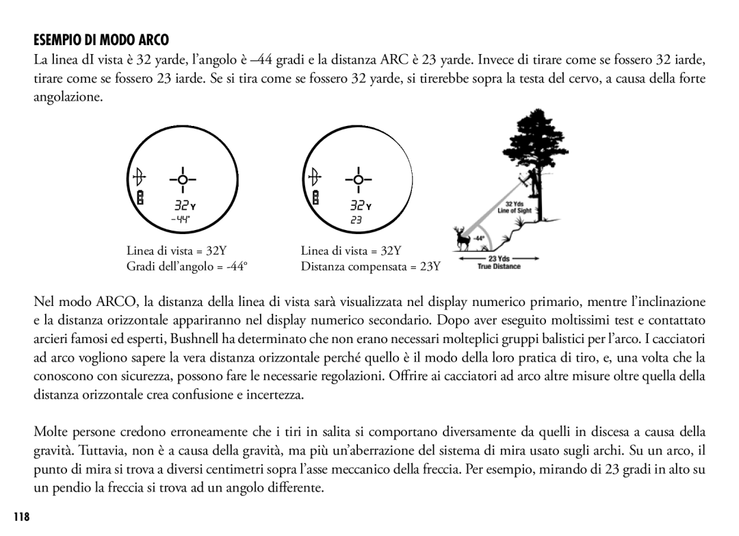 Bushnell 205110 manual Esempio DI Modo Arco 