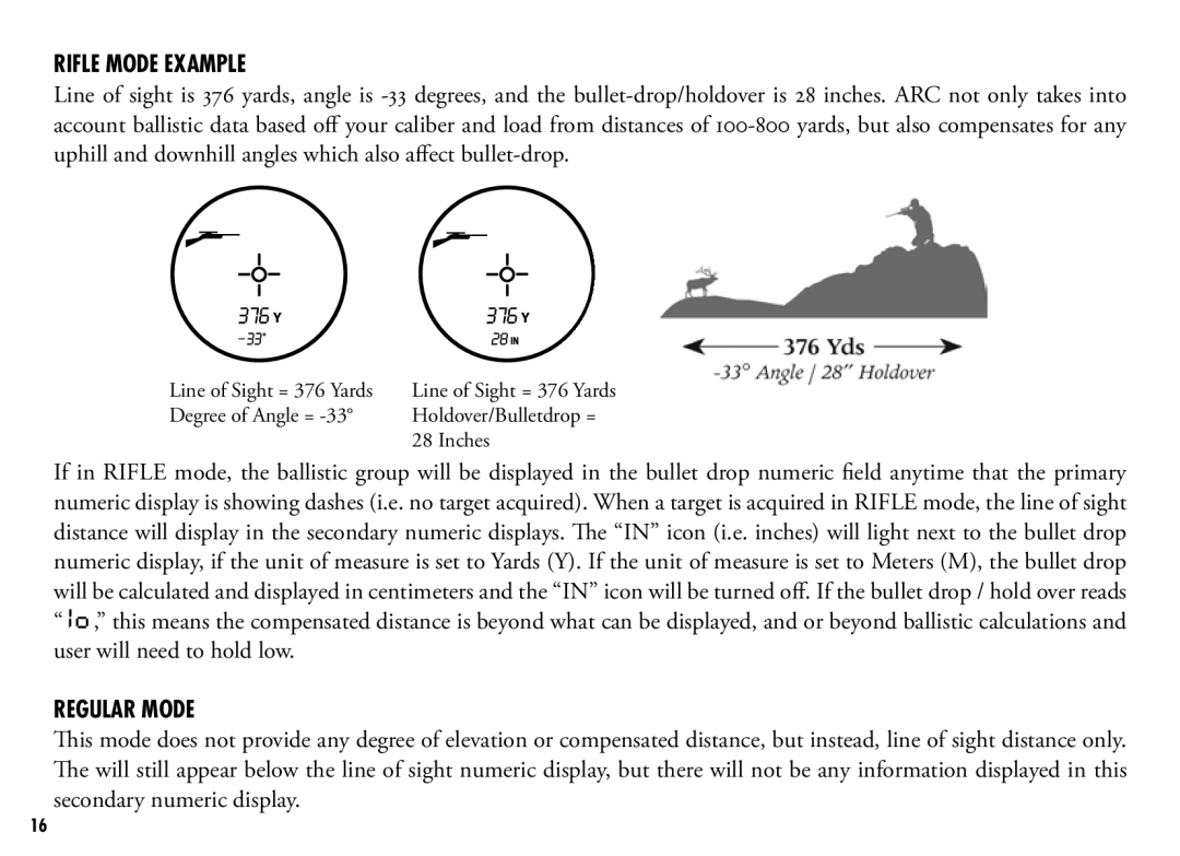 Bushnell 205110 manual Rifle Mode Example, Regular Mode 